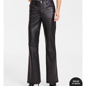 Flare leg fake leather pants